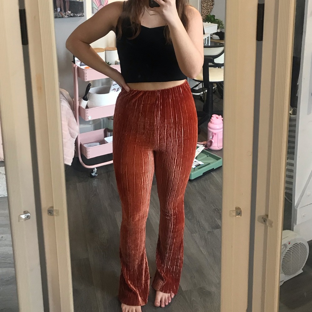 Urban Outfitters NWT orange velvet bell bottoms